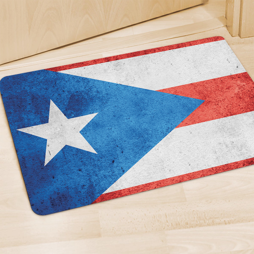 Grunge Puerto Rican Flag Print Polyester Doormat