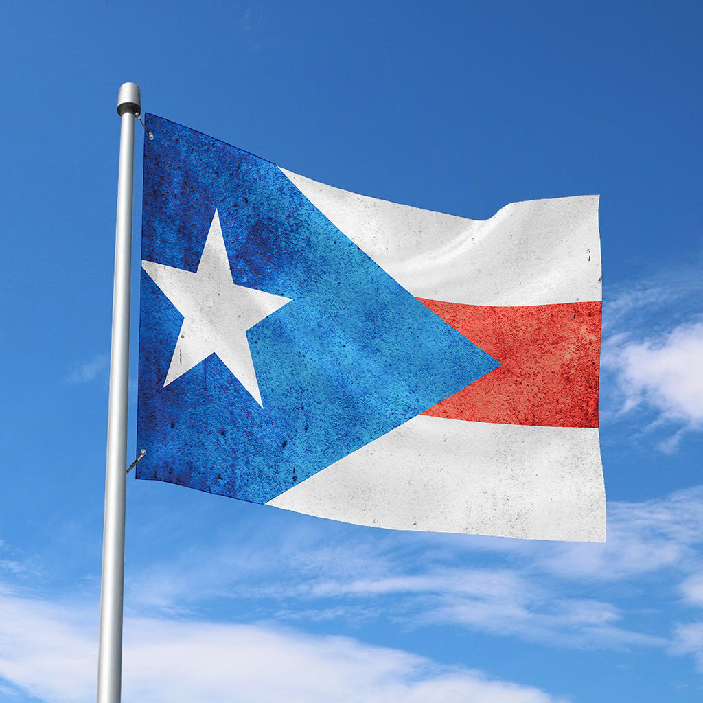 Grunge Puerto Rican Flag Print Polyester Flag