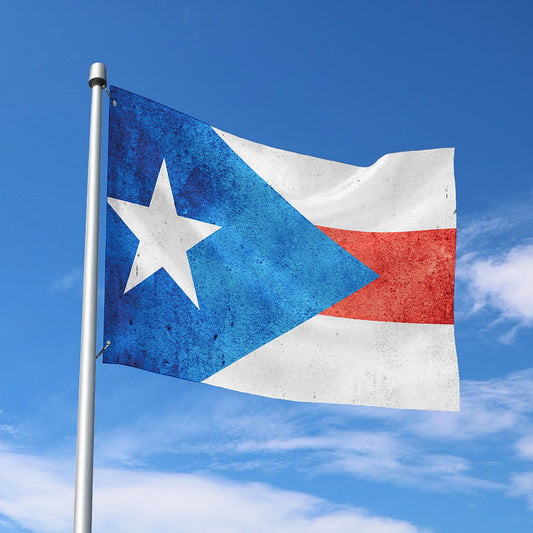 Grunge Puerto Rican Flag Print Polyester Flag