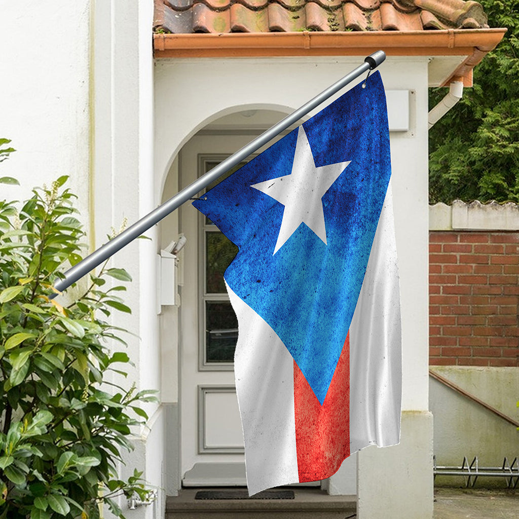 Grunge Puerto Rican Flag Print Polyester Flag