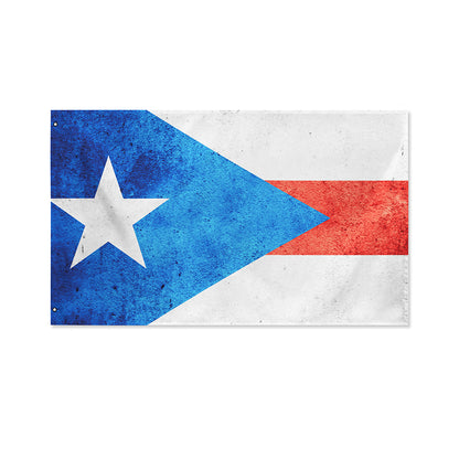 Grunge Puerto Rican Flag Print Polyester Flag