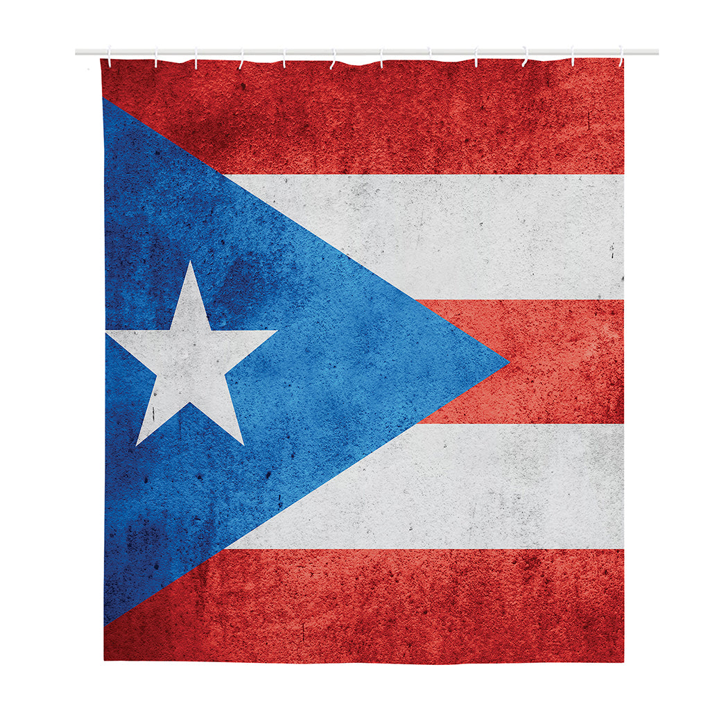 Grunge Puerto Rican Flag Print Polyester Shower Curtain