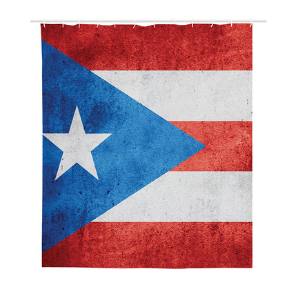 Grunge Puerto Rican Flag Print Polyester Shower Curtain
