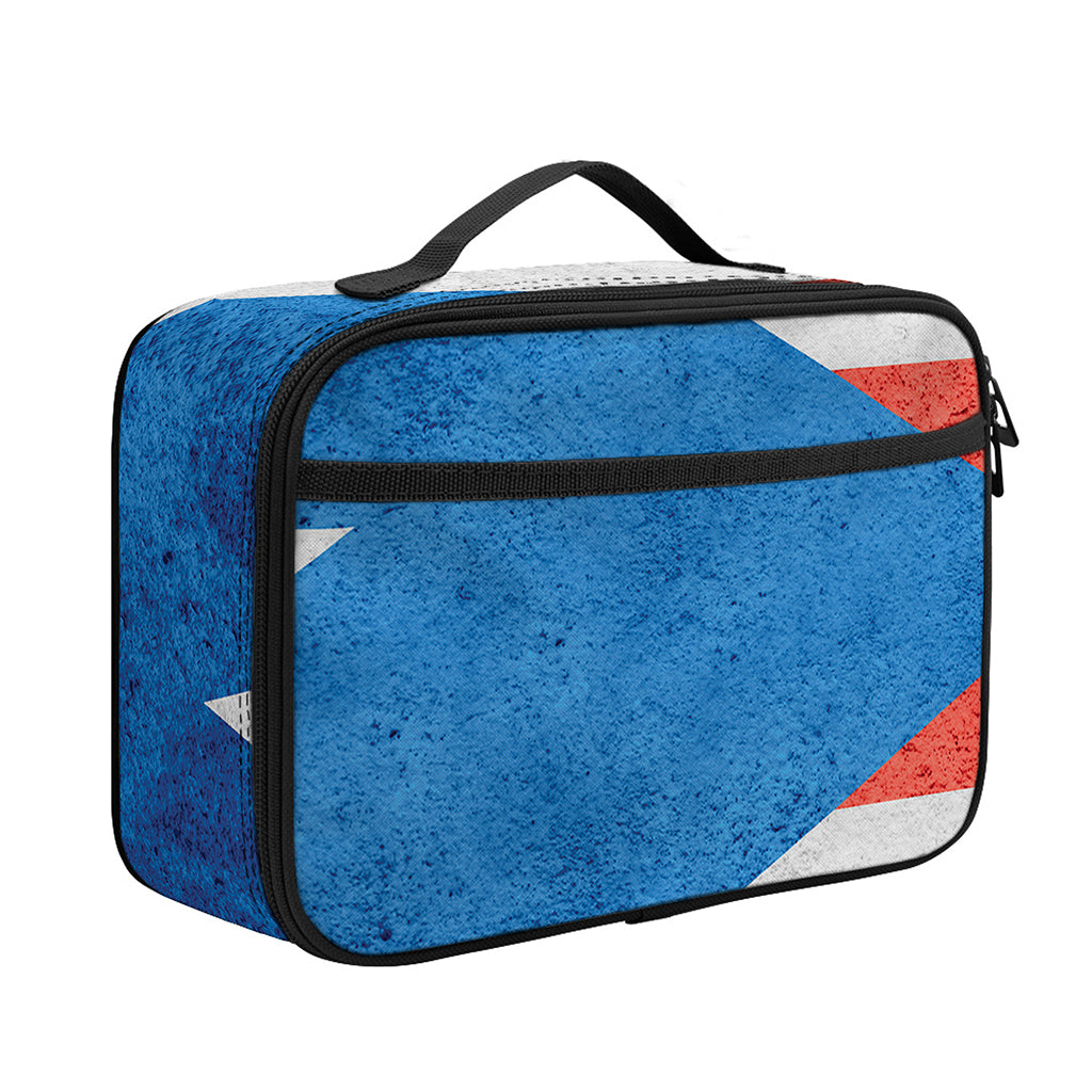 Grunge Puerto Rican Flag Print Portable Lunch Bag