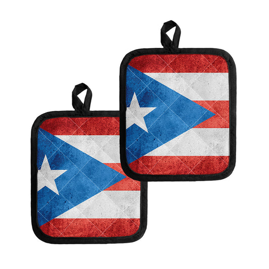 Grunge Puerto Rican Flag Print Pot Holders