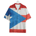 Grunge Puerto Rican Flag Print Rayon Hawaiian Shirt