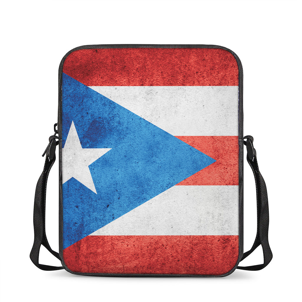 Grunge Puerto Rican Flag Print Rectangular Crossbody Bag