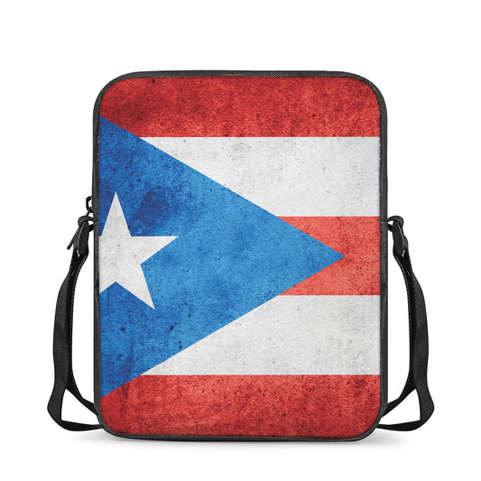 Grunge Puerto Rican Flag Print Rectangular Crossbody Bag