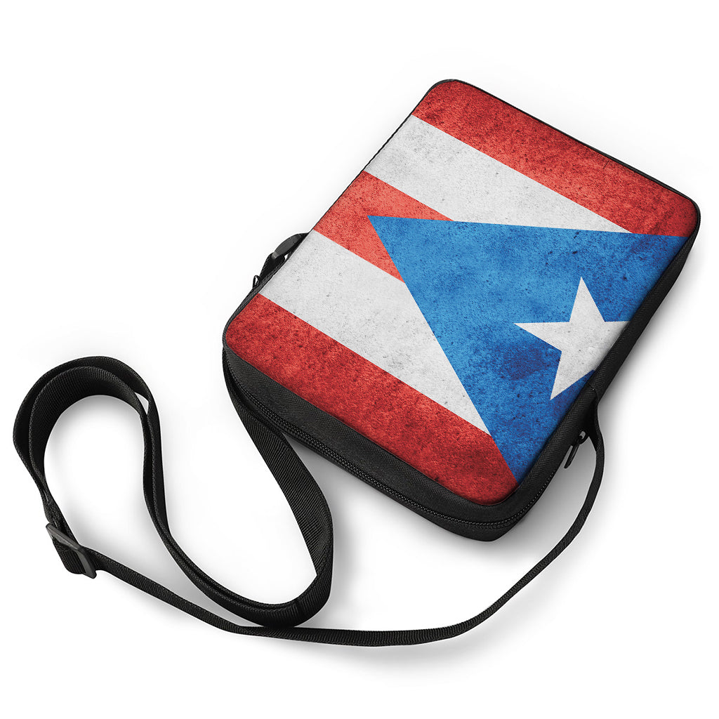 Grunge Puerto Rican Flag Print Rectangular Crossbody Bag