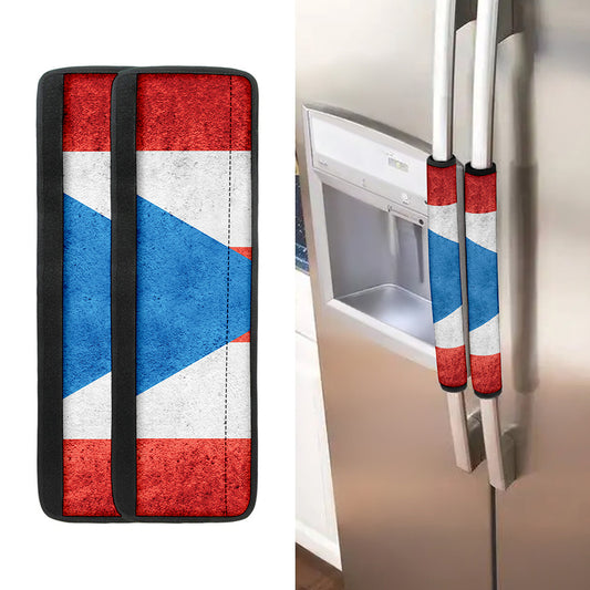 Grunge Puerto Rican Flag Print Refrigerator Handle Covers