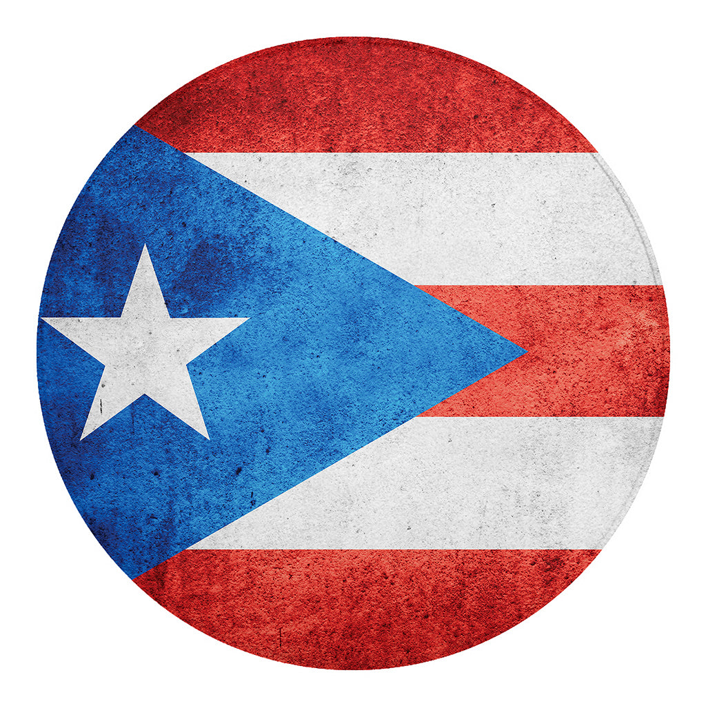 Grunge Puerto Rican Flag Print Round Blanket