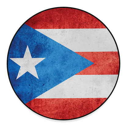 Grunge Puerto Rican Flag Print Round Floor Mat
