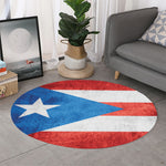 Grunge Puerto Rican Flag Print Round Rug