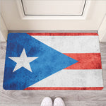Grunge Puerto Rican Flag Print Rubber Doormat