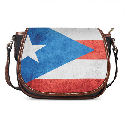 Grunge Puerto Rican Flag Print Saddle Bag