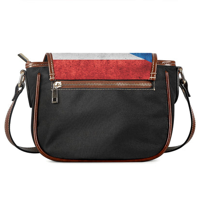 Grunge Puerto Rican Flag Print Saddle Bag