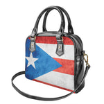 Grunge Puerto Rican Flag Print Shoulder Handbag