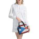 Grunge Puerto Rican Flag Print Shoulder Handbag