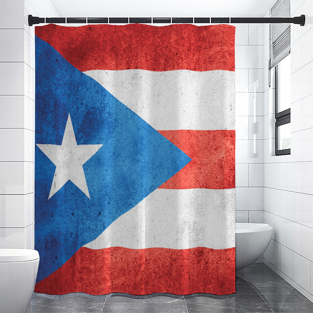 Grunge Puerto Rican Flag Print Shower Curtain