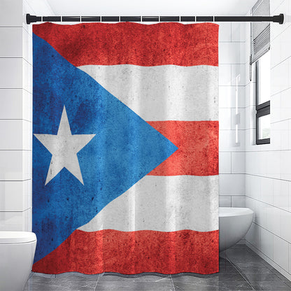 Grunge Puerto Rican Flag Print Shower Curtain