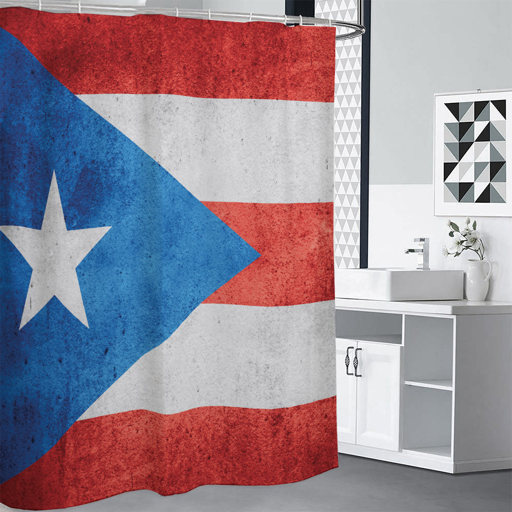 Grunge Puerto Rican Flag Print Shower Curtain