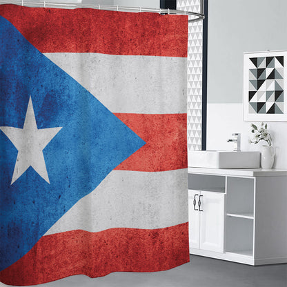 Grunge Puerto Rican Flag Print Shower Curtain