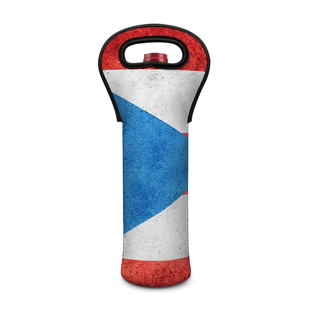 Grunge Puerto Rican Flag Print Single Neoprene Wine Tote