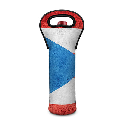 Grunge Puerto Rican Flag Print Single Neoprene Wine Tote
