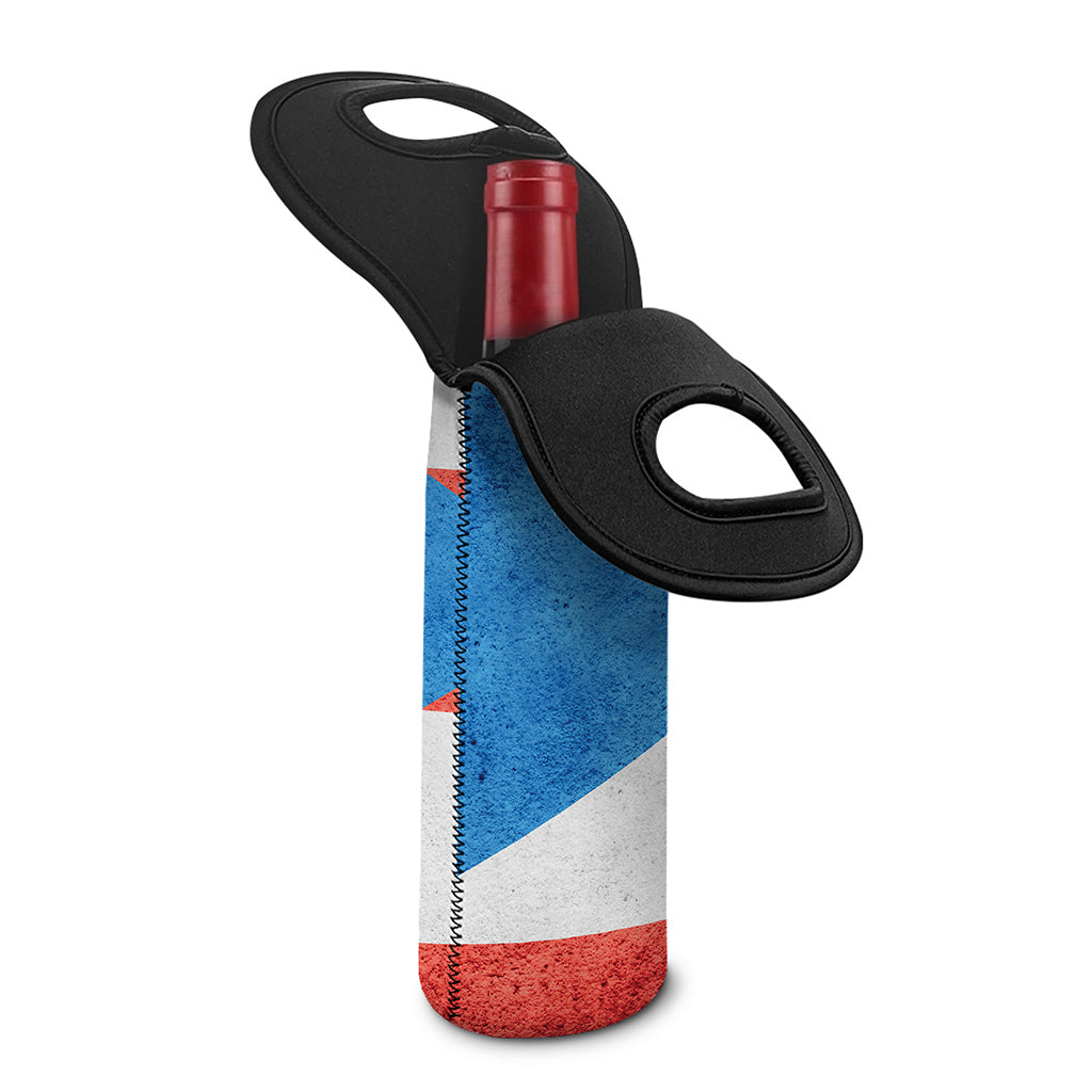Grunge Puerto Rican Flag Print Single Neoprene Wine Tote