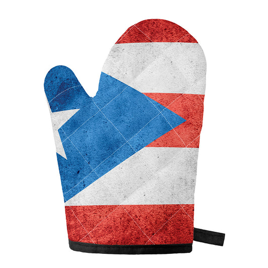 Grunge Puerto Rican Flag Print Single Oven Mitt
