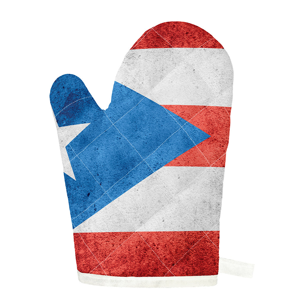 Grunge Puerto Rican Flag Print Single Oven Mitt