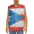 Grunge Puerto Rican Flag Print Sleeveless Baseball Jersey