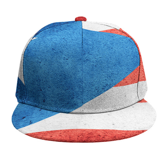 Grunge Puerto Rican Flag Print Snapback Cap