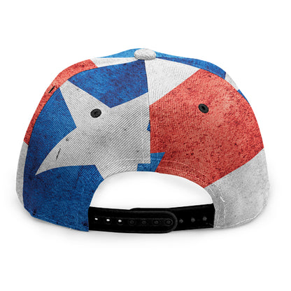 Grunge Puerto Rican Flag Print Snapback Cap