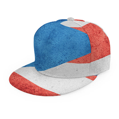 Grunge Puerto Rican Flag Print Snapback Cap