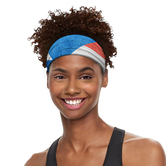 Grunge Puerto Rican Flag Print Sports Headband