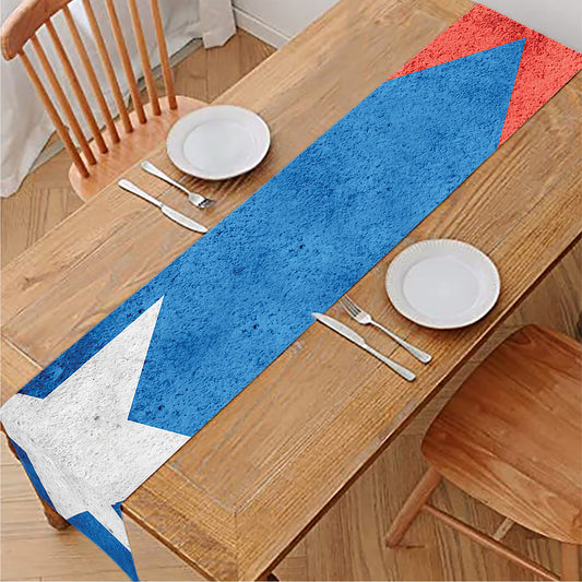 Grunge Puerto Rican Flag Print Table Runner