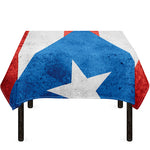 Grunge Puerto Rican Flag Print Tablecloth