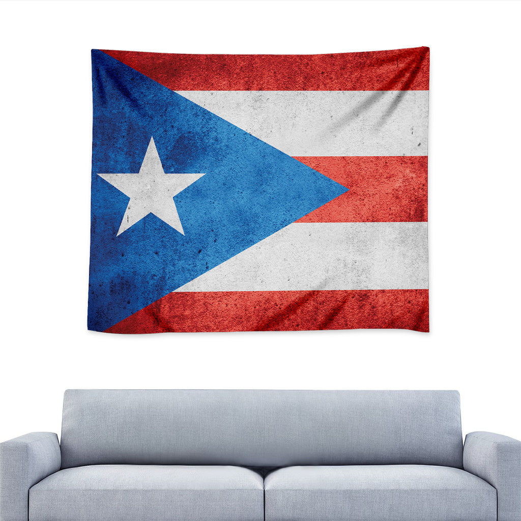 Grunge Puerto Rican Flag Print Tapestry
