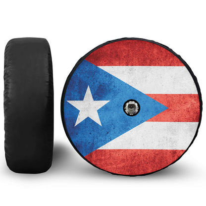 Grunge Puerto Rican Flag Print Tire Cover With Camera Hole