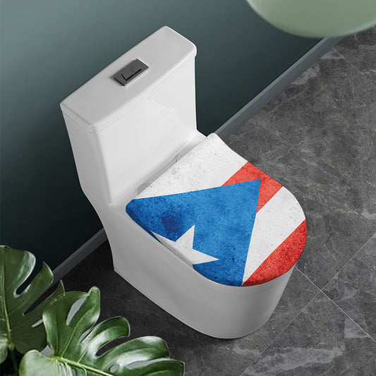 Grunge Puerto Rican Flag Print Toilet Lid Cover