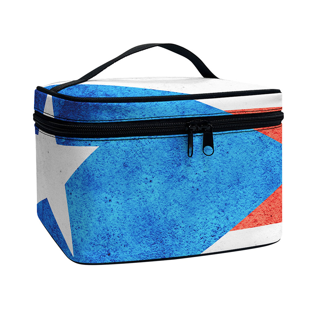 Grunge Puerto Rican Flag Print Travel Makeup Bag