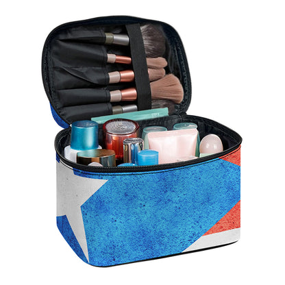 Grunge Puerto Rican Flag Print Travel Makeup Bag