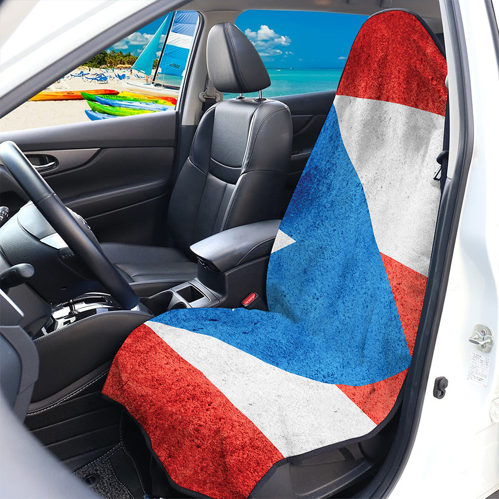 Grunge Puerto Rican Flag Print Waterproof Car Seat Cover