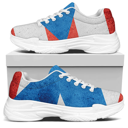 Grunge Puerto Rican Flag Print White Chunky Shoes