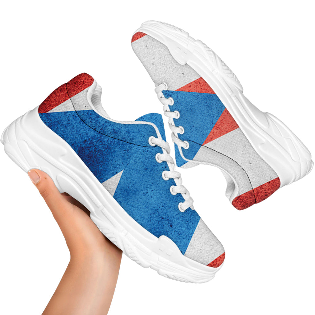 Grunge Puerto Rican Flag Print White Chunky Shoes