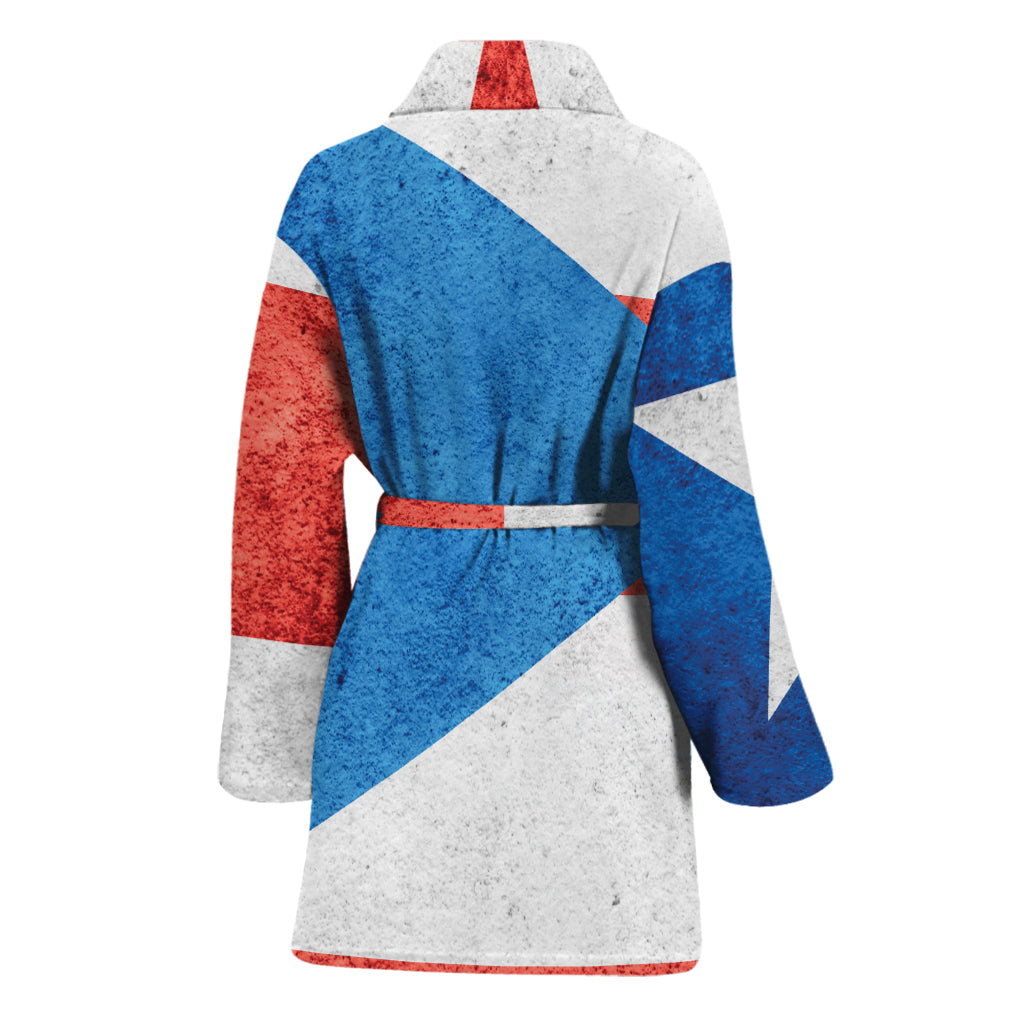 Grunge Puerto Rican Flag Print Women's Bathrobe