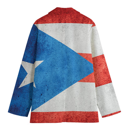 Grunge Puerto Rican Flag Print Women's Blazer