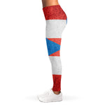 Grunge Puerto Rican Flag Print Women's Leggings