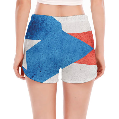 Grunge Puerto Rican Flag Print Women's Split Running Shorts